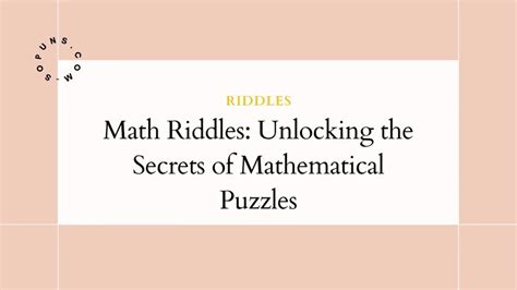  You Are The Mathematician: Unlocking Mathematical Mysteries Through Puzzle Play!